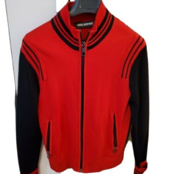 Neil Barrett Red Varsity Knit Track Jacket For Men - Picture 1 of 5